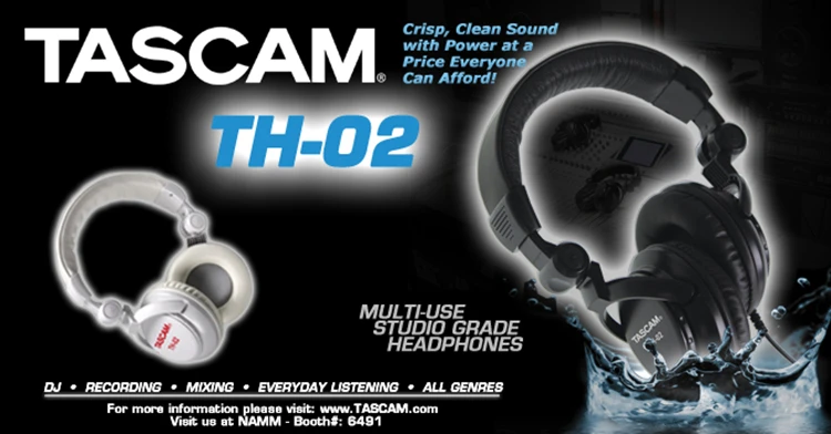 Tascam TH-02 закрытые задние студийные наушники черные с мягким оголовьем и амбушюрами студийные наушники с монитором для записи