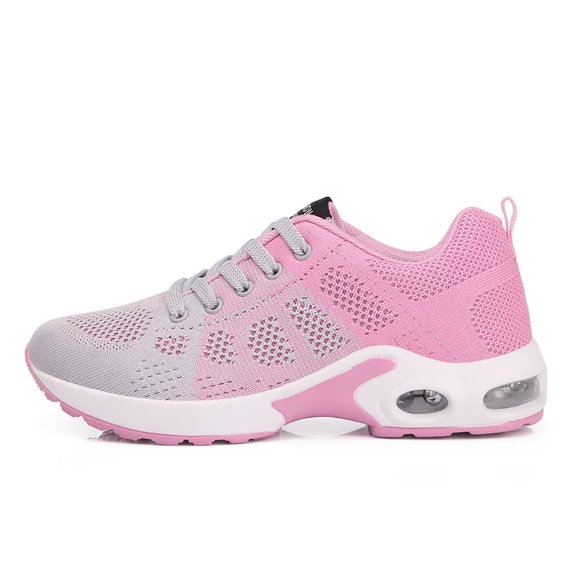 pink grey Кроссовки с воздушной амортизацией; женские кроссовки; спортивная обувь с дышащей сеткой; женские кроссовки - Цвет: pink grey