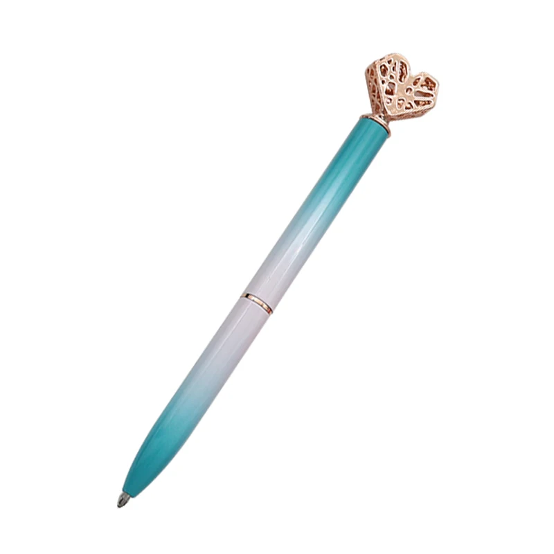 Sky blue Металлические полые в форме сердца шариковая ручка 18 различных Цвета с черными чернилами 0,7 мм офиса письменные принадлежности Канцтовары товары для учебы - Цвет: Sky blue