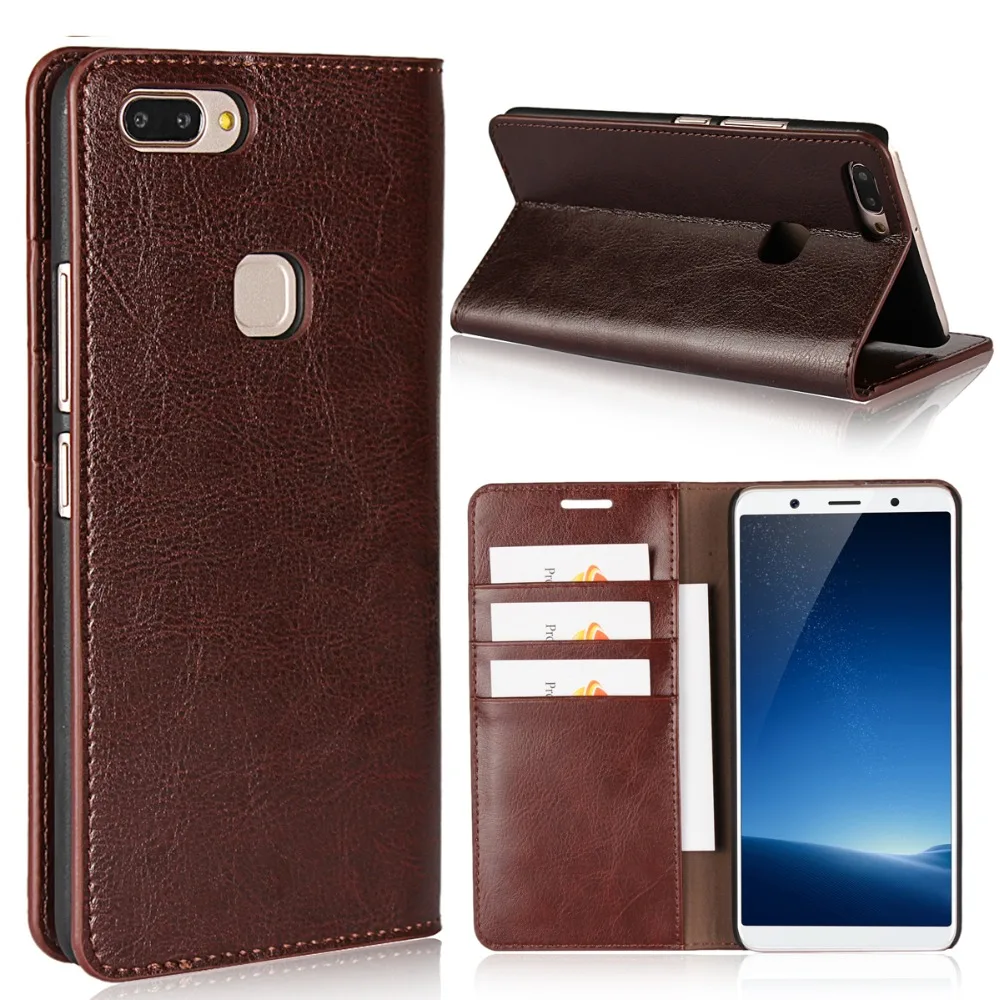 Роскошный чехол-книжка с бумажником из натуральной кожи для VIVO X20 / Plus - купить по