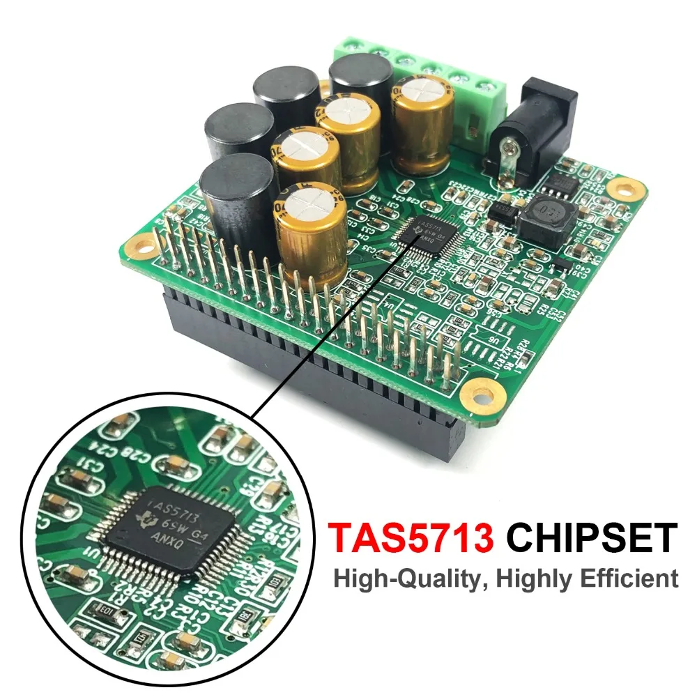 RPI HiFi AMP HAT 25 Вт усилитель мощности класса D TAS5713 Аудио Звуковая карта Плата расширения для Raspberry Pi 4 3 B+ Pi Zero W