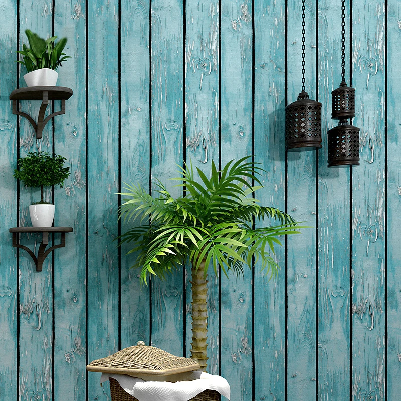 

Mediterranean Imitation Wood Board 3D Wallpaper Living Room Cafe Restaurant Fashion Backdrop Wall Decor PVC Waterproof Wallpaper