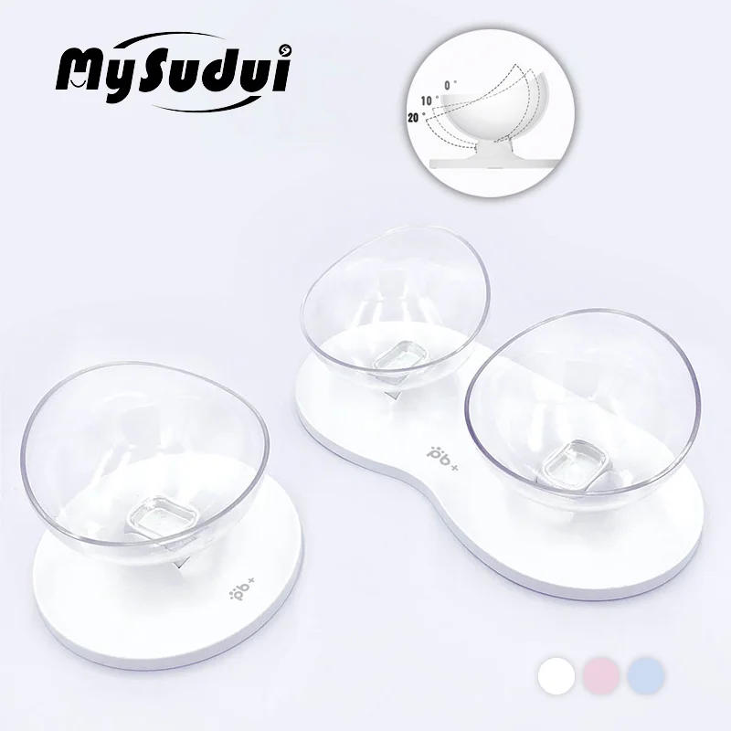 MySudui круглая двойная миска для кошек нескользящая Регулируемая воды держатель
