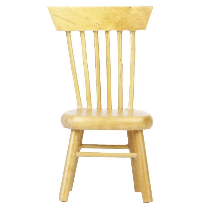 1.7 x 1.4 x 3.1 inch 1/12 Dollhouse Miniature Dining Furniture Wooden Chair Wood Color Exquisite Collection for Dolls