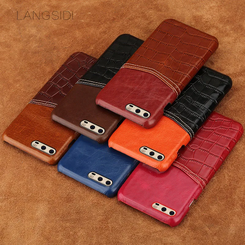 Langsidi бренд чехол для телефона с узором крокодиловая кожа и воск смешанный цвет