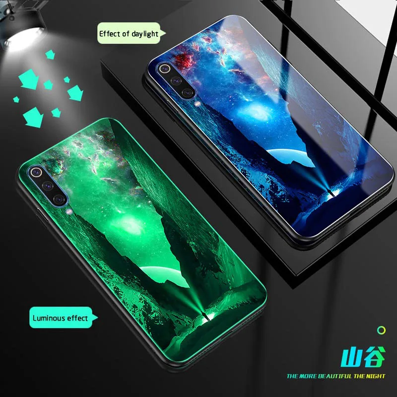 Закаленное стекло Lu mi nous чехол для телефона для Xiaomi mi 9 Роскошный чехол для Xiaomi mi 9 SE цветной узор для redmi note 7 задняя крышка - Цвет: 4