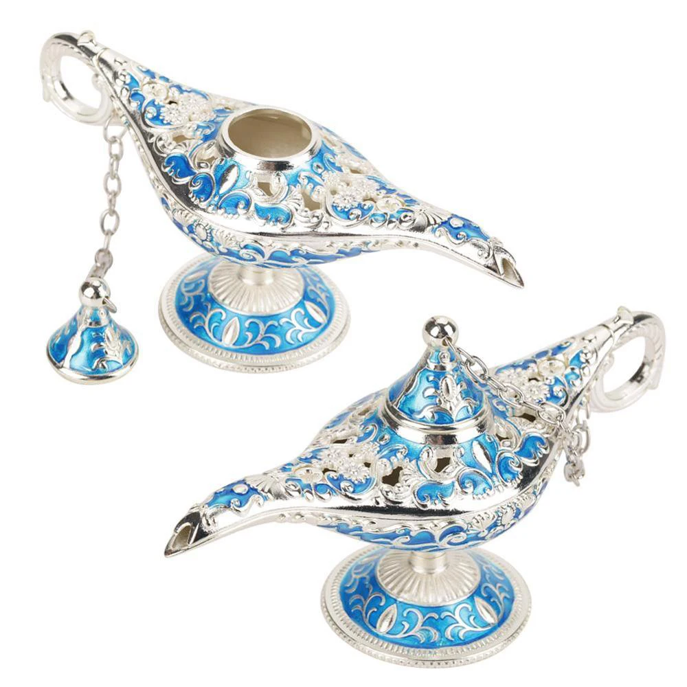 Russian Aladdin Lamp Hollow Aladdin Wishing Magic Lamp Zinc Alloy Wishing Tea Pot Retro Home Decoration Ornament Gifts
