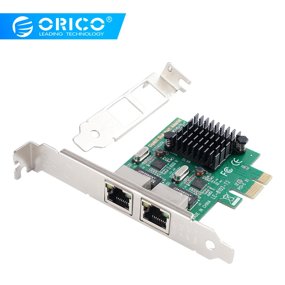 Сетевой адаптер ORICO с 2 портами PCIE на гигабитный адаптер PCI-e X1 на RJ45 адаптер самоадаптивный на 10 м/100 м/1000 м