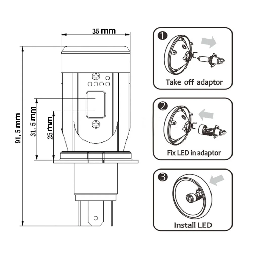 Safego H4 6500K светодиодный головной светильник для мотоцикла hi/lo 20 Вт* 2 2000 лм* 2 светильник для мопеда, скутера, мотоцикла, лампа белого цвета, DC 12 В