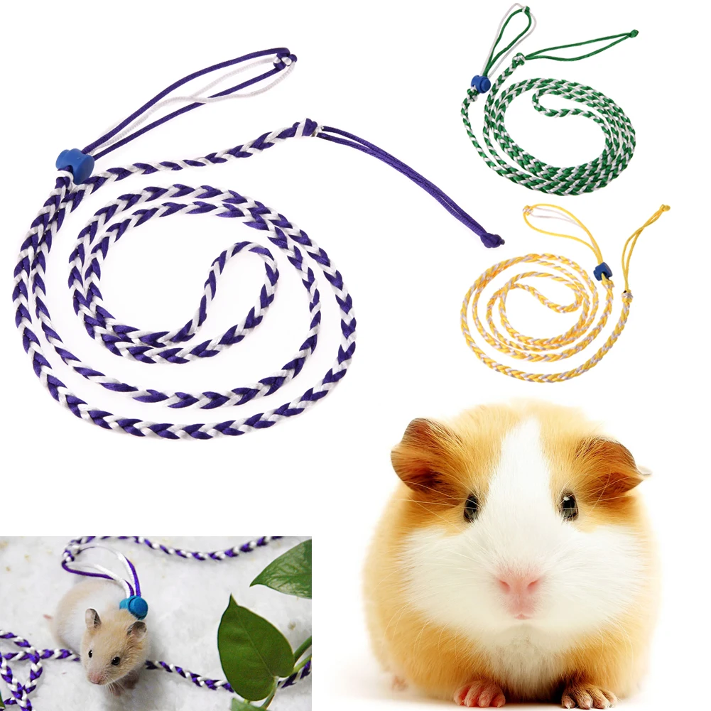 

1.4M Adjustable Pet Hamster Leashes Gerbil Pet Cage Leash Cotton Rope Harness Lead Collar for Rat Mouse Hamster Pet Supplies