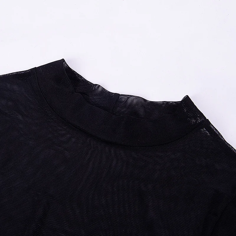 Прозрачное ажурное платье InstaHot женское облегающее с ложным воротником Клубная