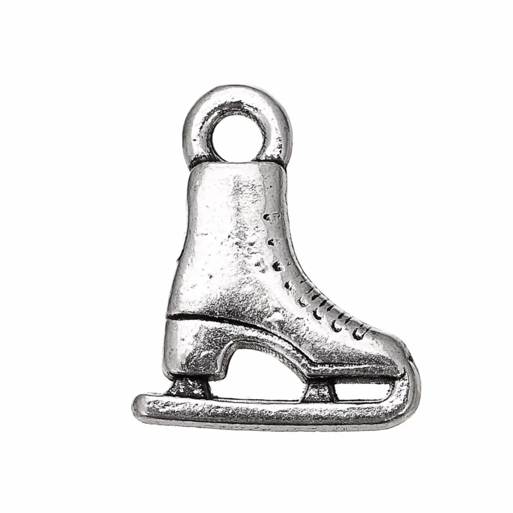 10 шт. антикварная фигурка из серебра шармы круглой формы для катания на коньках