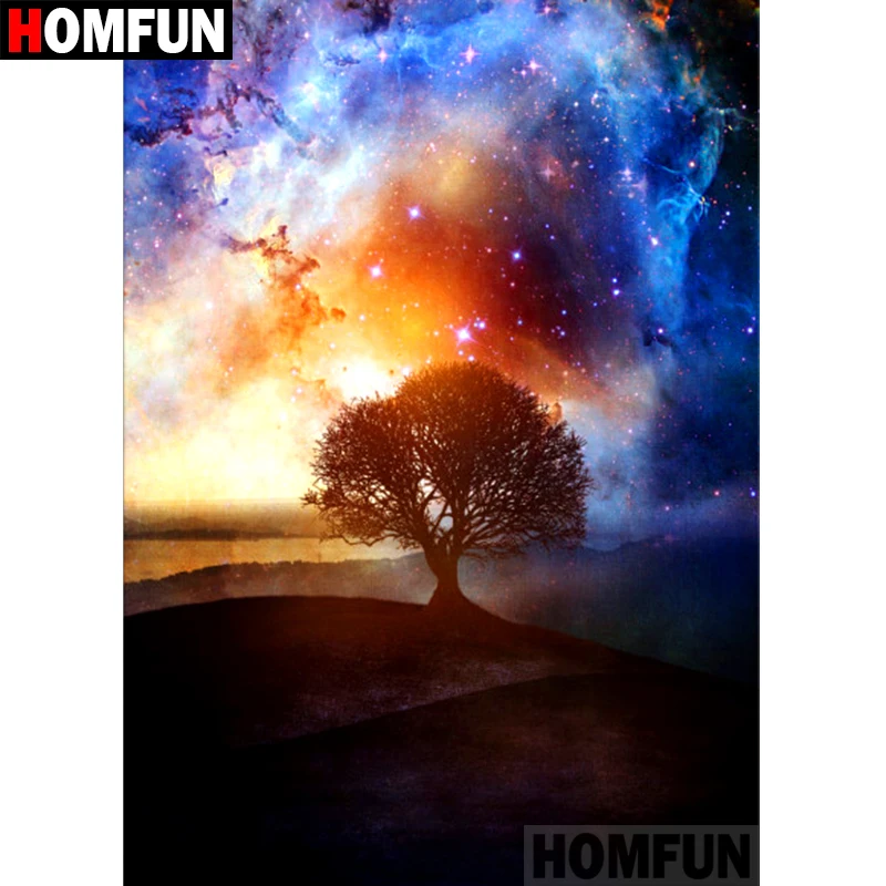 

Алмазная живопись HOMFUN A15092, картина «Звездное дерево» с полными квадратными/круглыми стразами, вышивка крестиком, домашний декор, подарок