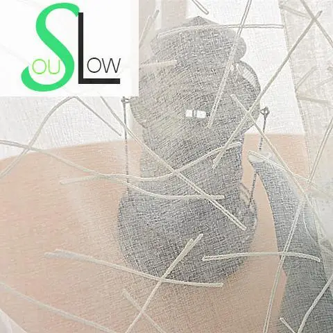 Занавески с вышивкой крестом Slow Soul белые тюлевые шторы в полоску японском стиле