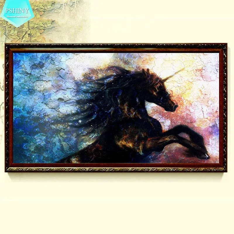 PSHINY 5D DIY алмазная живопись единорог животные картинки с полным дисплеем