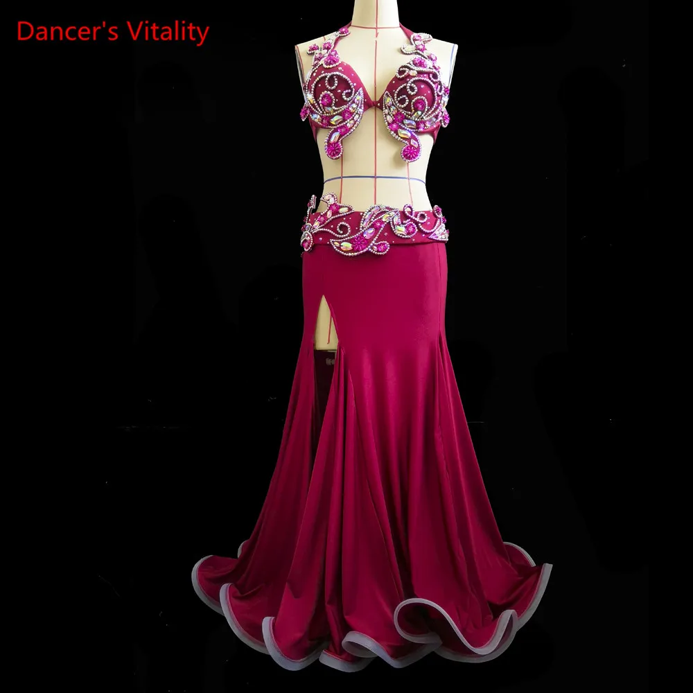НОВАЯ одежда для танца живота! Женщины Performance Show Set Bellydance Роскошный бюстгальтер +