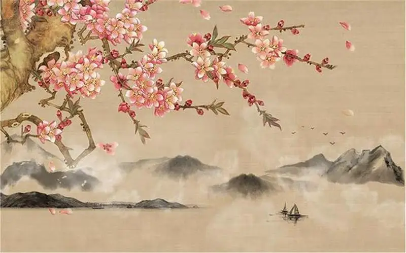 Пользовательские 3D фото обои для гостиной Фреска цветок сливы Пейзаж Китайский