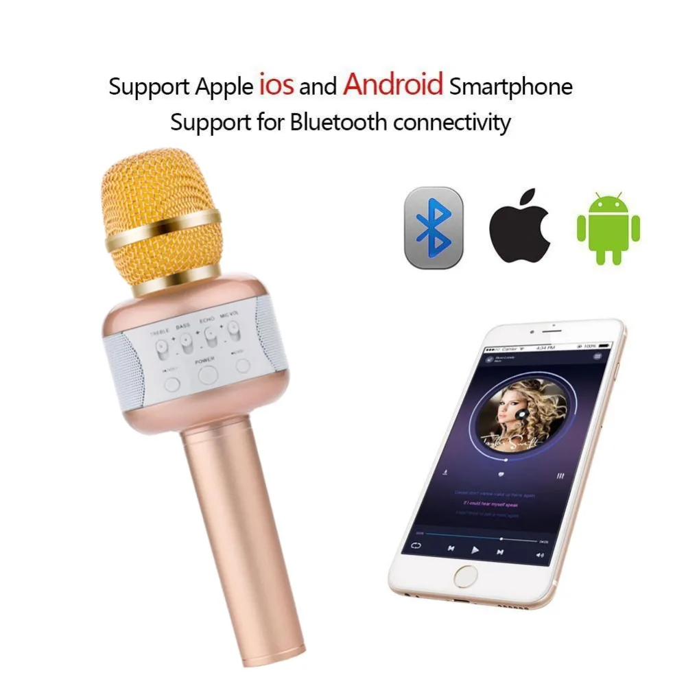 Eshishang караоке микрофон беспроводной Bluetooth Динамик ручной музыкальный плеер КТВ