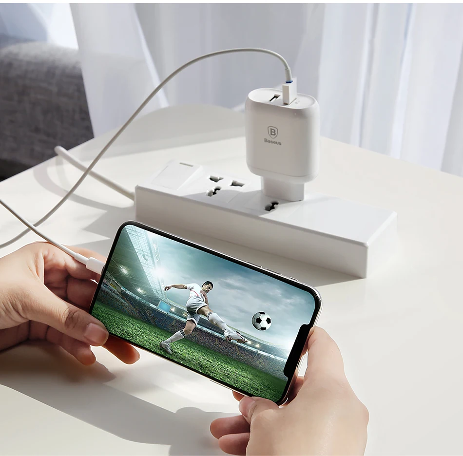 Baseus зарядное устройство для телефона, быстрая зарядка 3,0, двойной USB для iPhone X 8, универсальное 5 В/3 А, дорожное настенное USB зарядное устройство для samsung, Xiaomi, штепсельная вилка европейского стандарта