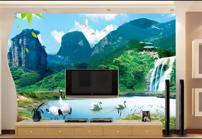 3D фрески обои Лебедь горные озера фото на заказ нетканые наклейки для комнаты