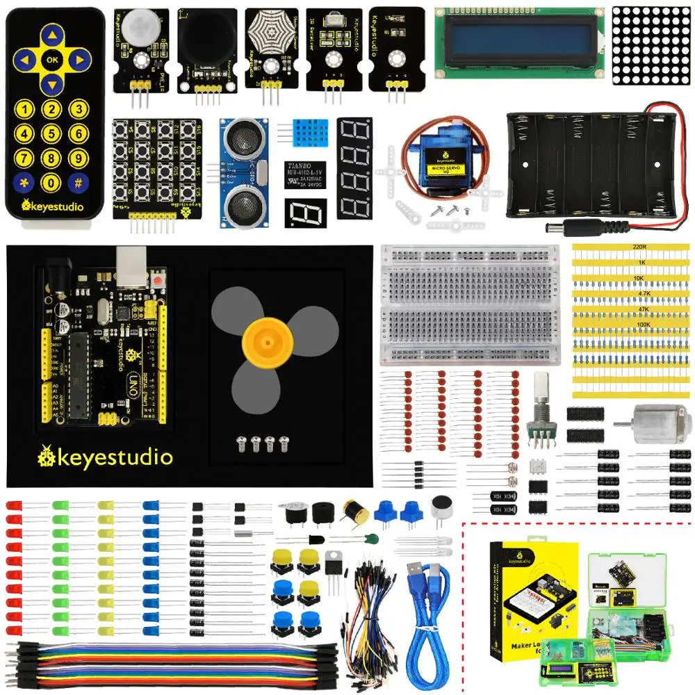 Keyestudio Maker Starter kit/Обучающий набор с UNOR3 для образовательного проекта Arduino +