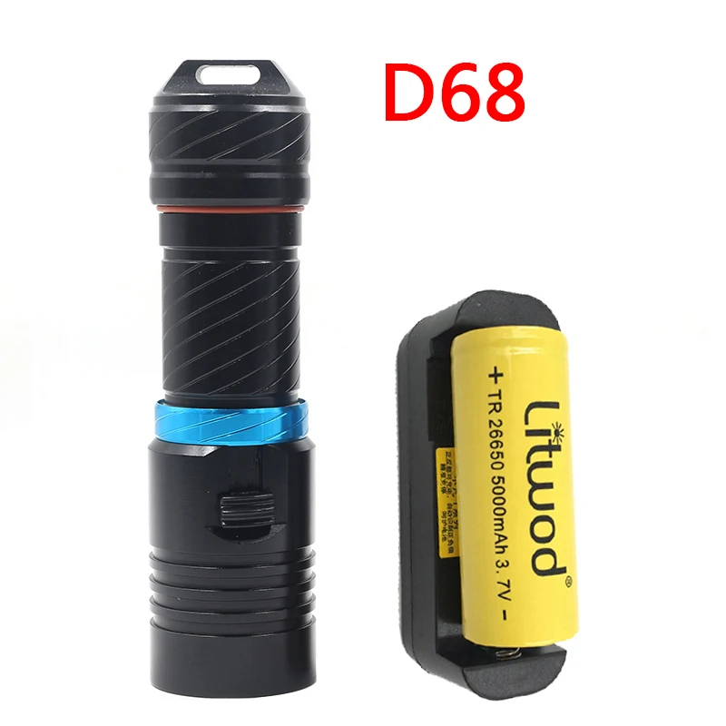 Option E Litwod Z20 D26 светодиодный фонарь для дайвинга, XM-L2 U3, бесступенчатое затемнение, Водонепроницаемый Подводный фонарь, 150 м, аккумулятор 26650 - Испускаемый цвет: Option E