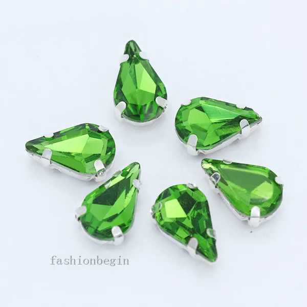 grass green 20p 5x8 мм каплевидный Цвет Стеклянные причудливые камни Пришивные с плоской задней стороны Кристальный, серебряный, со стразами покрытием установка драгоценных камней пуговицы платье - Цвет: grass green