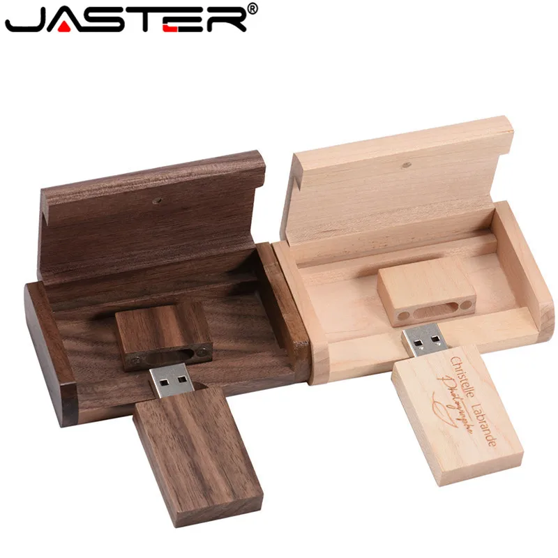 JASTER USB 2,0 логотип на заказ Деревянный usb+ коробка персональный логотип ручка-накопитель 8 ГБ 16 ГБ 32 ГБ 64 Гб usb флеш-накопитель Флешка карта памяти