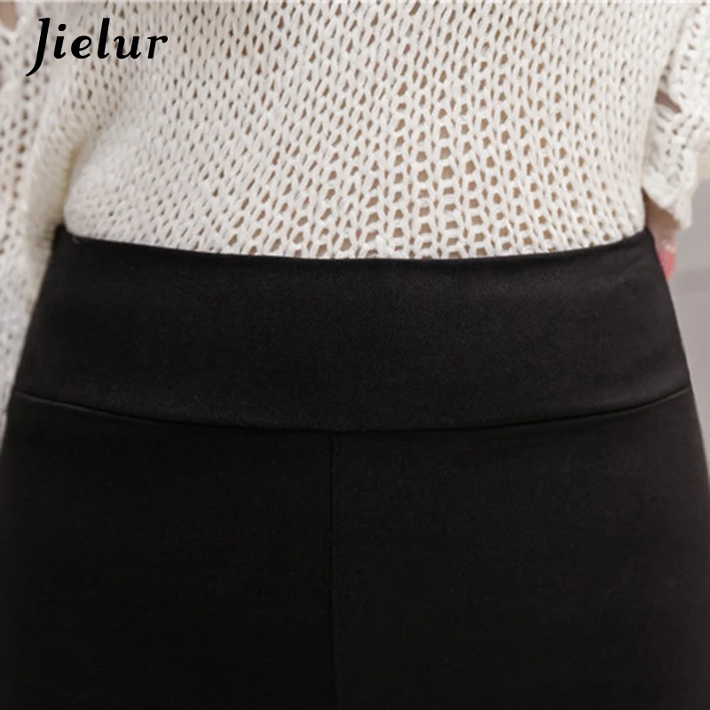 Jielur 2019 Осенние новые модные черные леггинсы для женщин эластичные Простые узкие