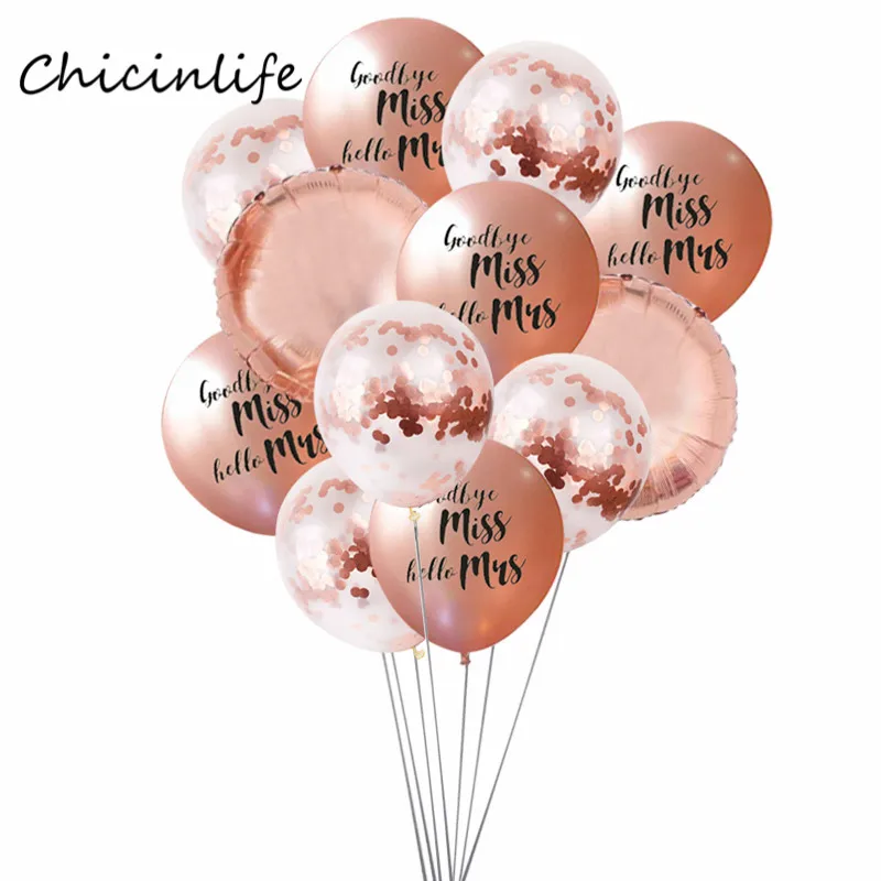 Chicinlife латексные воздушные шары для невесты из розового золота в форме сердца и звезды, девичник, украшение для свадебной вечеринки