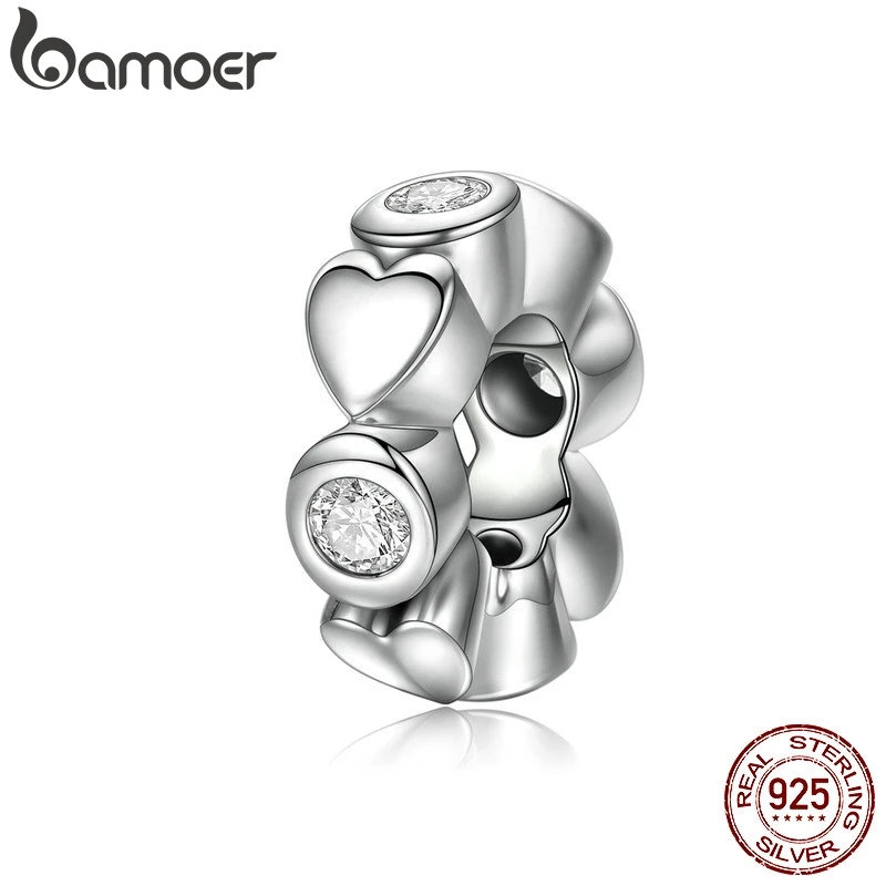 BAMOER подлинный 925 пробы Серебряный Очаровательный и прозрачный CZ разделитель подходит для оригинального браслета ювелирные аксессуары SCC131