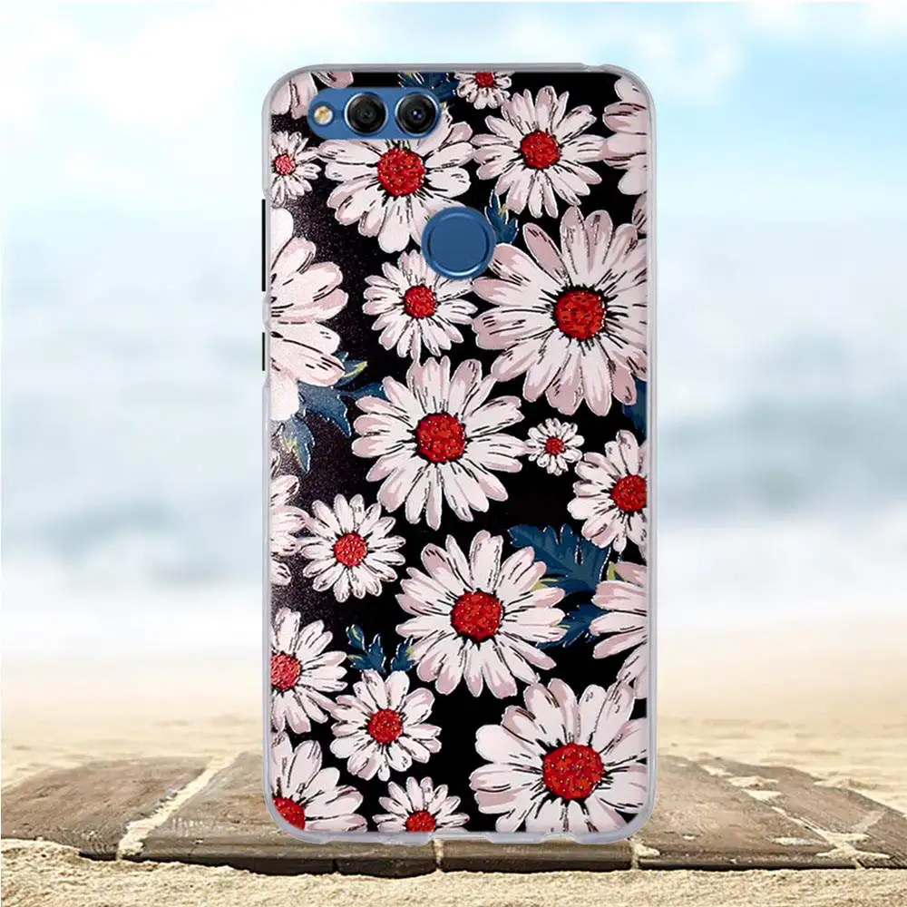 3D цветок печатных чехол для Coque huawei Honor 7X ТПУ мягкий силиконовый Fundas 7X7 X Телефон