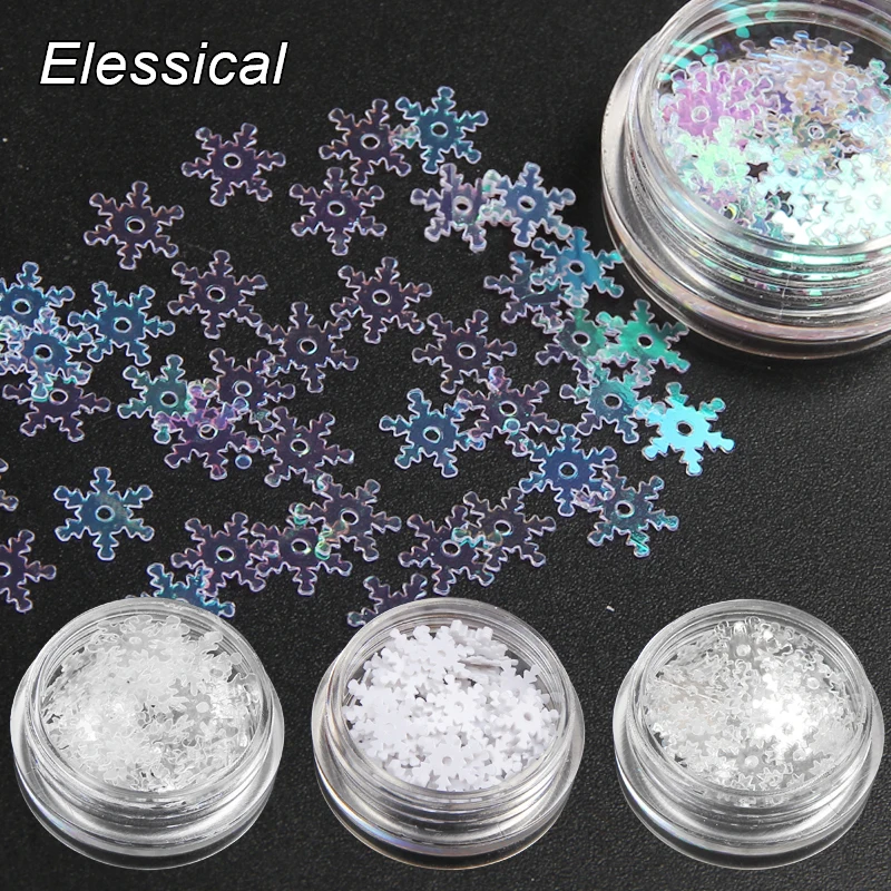 Elessical 4 бутылки голографические ясно Рождественские снежинки Дизайн ногтей