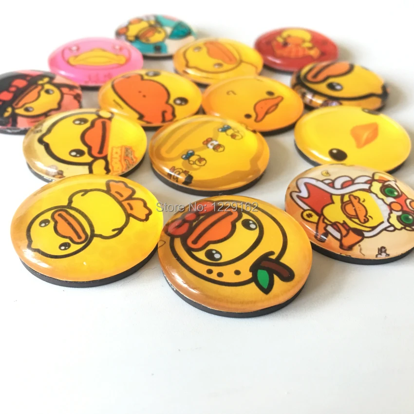 Бесплатная доставка (14 шт./лот) Симпатичная желтая утка круглая стеклянная