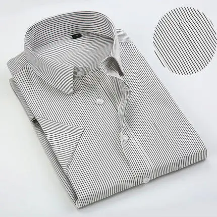 High Quality Striped Twill Casual Business Dress Shirts Short Sleeved White Collar Design Style Wedding 5XL 6XL 7XL 8XL Shirt