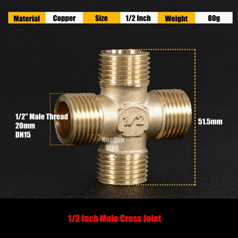 Male Cross Joint 3 шт. 1/" медный крестообразный СОЕДИНИТЕЛЬ 4-Ways/Тип Y тройник/угловой тройник соединитель, кран гидроклапан для воды Солнечный нагреватель фитинги для подогрева пола - Цвет: Male Cross Joint