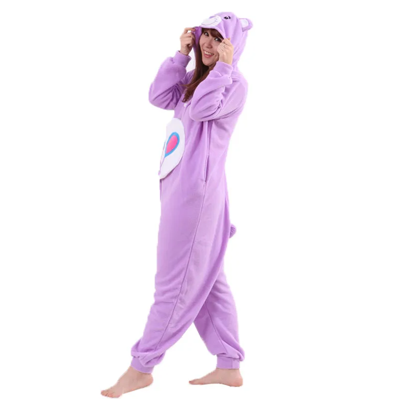 Челнока фиолетовый заботливые мишки Kigurumi мультфильм животных пижамы Для женщин