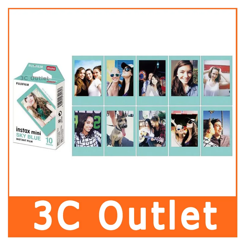 Новая Подлинная пленка Fujifilm Instax Mini небесно голубой 10 листов для Fuji Instant 8 7s 70 90 25 50s