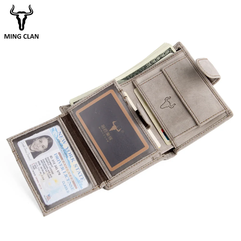 Винтажный Мужской бумажник Mingclan короткие кошельки из натуральной кожи