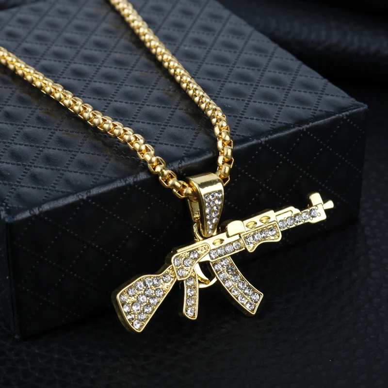 Ожерелье с подвеской пулемет цепочка со змеиным кристаллом подвеска