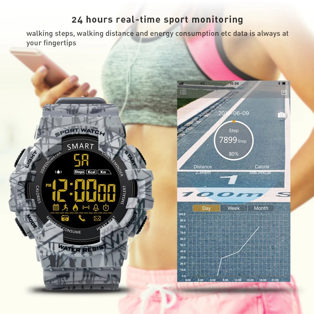 2 шт. может сохранить $2! Makibes GK02 спортивные часы EX16C 5ATM водонепроницаемый smartwatch