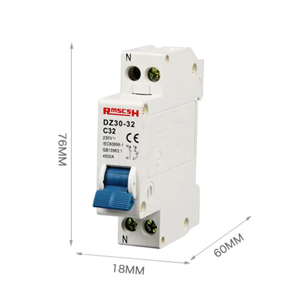 Mini Circuit breaker DPN DZ30-32 1P+N 10A 16A 20A 25A 32A 220V 230V 50HZ 60HZ Circuit Breaker DIN RAIL RCBO