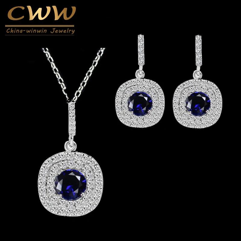 Комплект из колье и серёг с фианитом 1 25 карата|cz jewelry set|jewelry sets for womenfashion set |