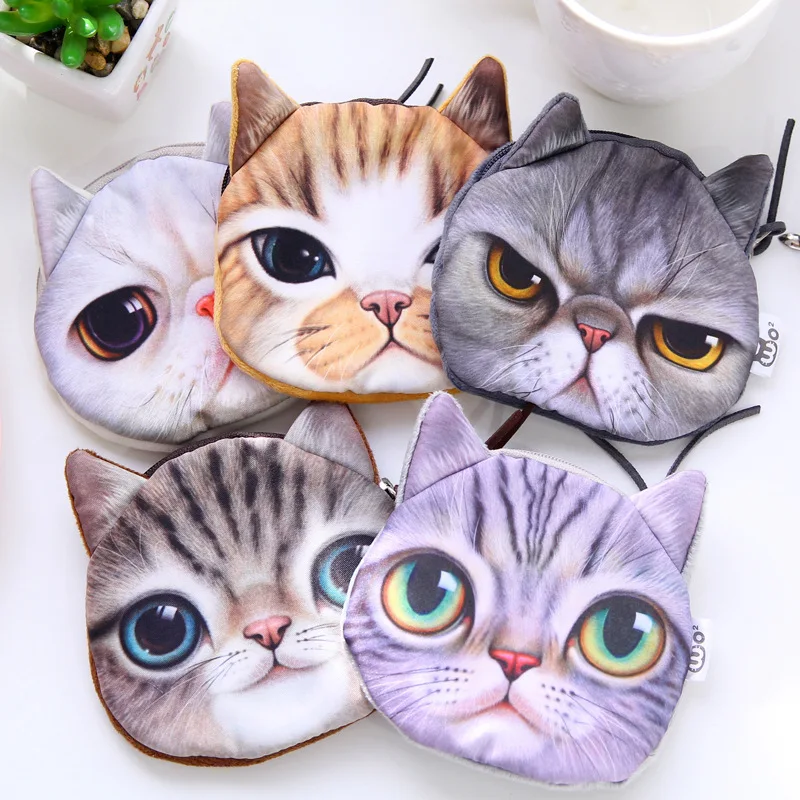 Плюшевые кошельки с кошечкой для детской кошки/собаки с рисунком животных, Детский кошелек, Дамский мини-кошелек porte monnaie homme