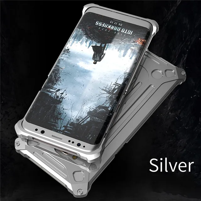 Silver 5 цветов модные Роскошные тяжелых металлов Алюминий сплав ударопрочный мобильный телефон сумка для samsung S8 S8Plus 5,8" - Цвет: Silver