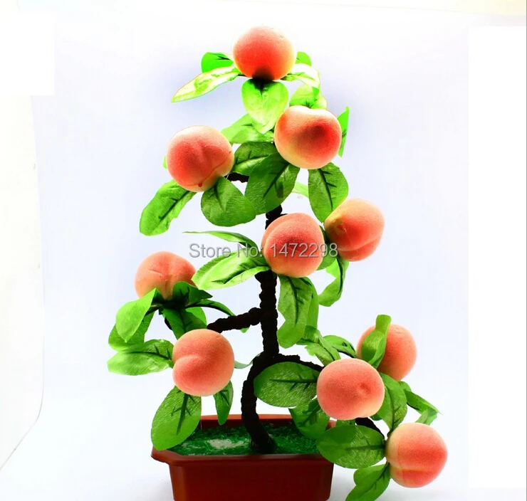 

Hot Artificial Peach Tree Bonsai House Decoration Sketching Tool Artificial Flower Ornament 10 Fruits
