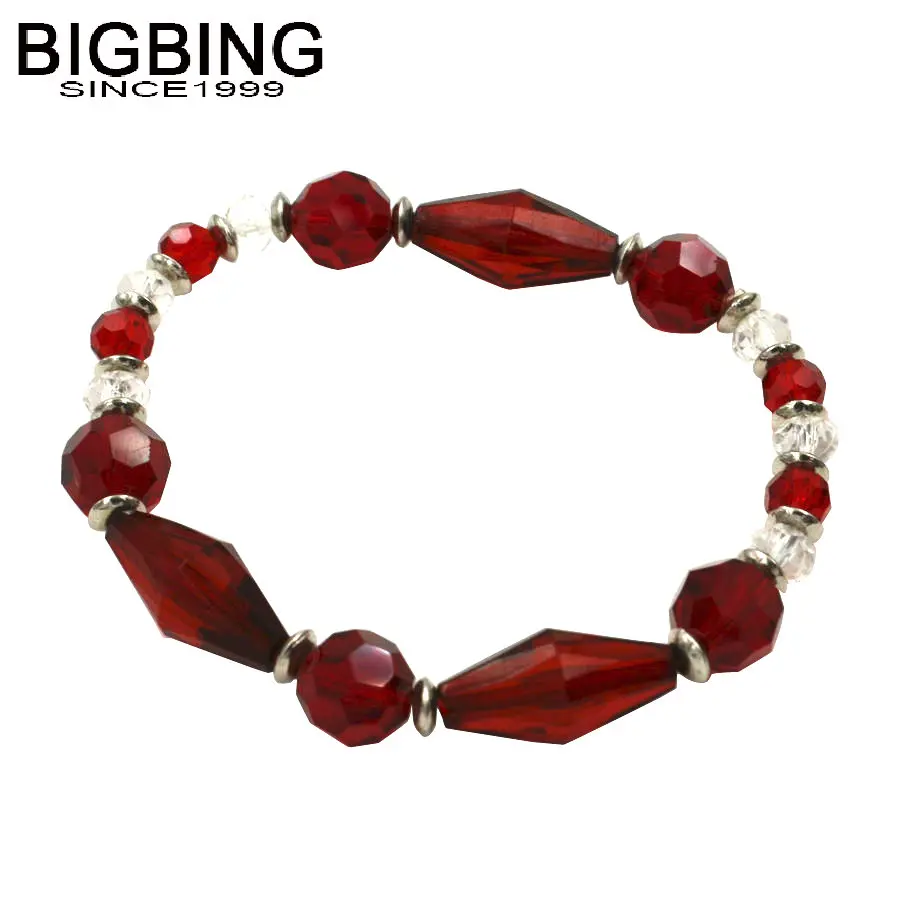 R019 BIGBING ювелирные изделия красные хрустальные бусины растягивающийся браслет