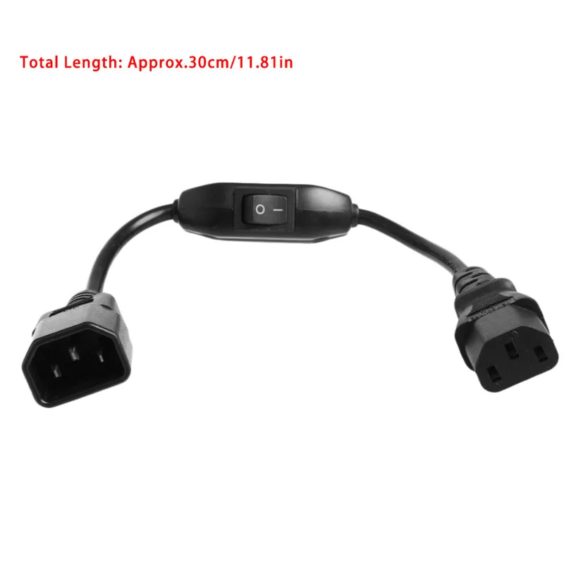 PDU UPS IEC 320 C14 штекер на C13 гнездо удлинитель с переключателем вкл/выкл 30 см |