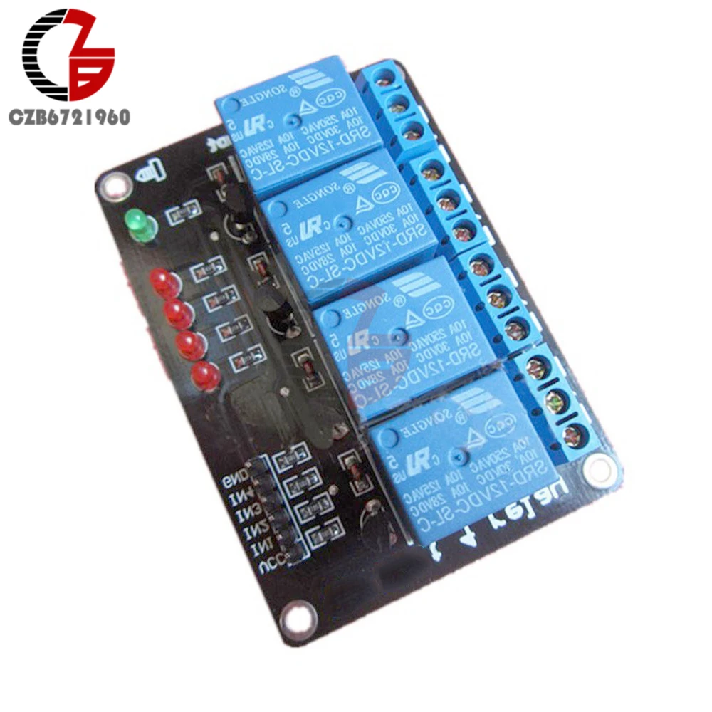 4 Канальный Релейный Модуль 12 В для Arduino PIC AVR DSP ARM MSP430|channel relay|4 relay module 12v12v |