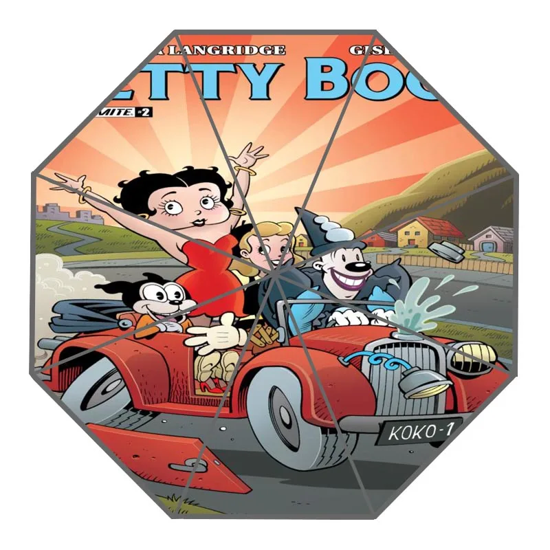 Высокое качество 3 складной зонт Betty Boop автоматический модный креативный индивидуальный зонтик для мужчин и женщин - Цвет: Красный
